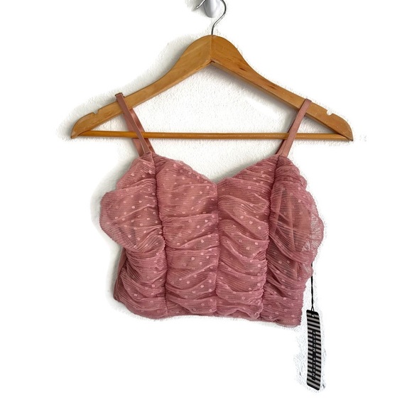 Haute Monde Mauve Pink Polka Dot Crop Top Size Small - Picture 1 of 6